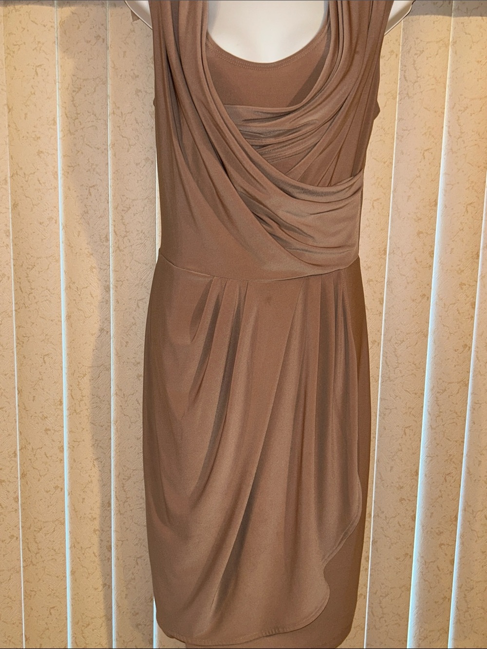 Sleeveless Draped Midi Dress in Brown